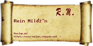 Rein Milán névjegykártya